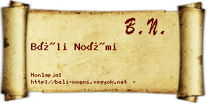 Béli Noémi névjegykártya